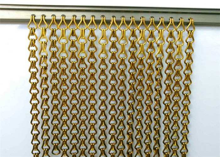 Алюминия золота декоративный занавес мухы металла ширины 3m цепной